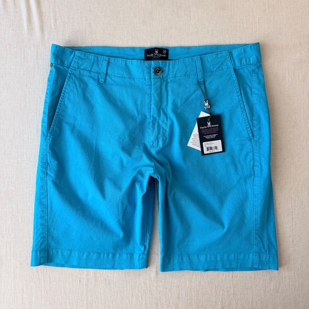 Psycho Bunny Diego Stretch Chino Shorts Mens 34 Blue Clay NWT